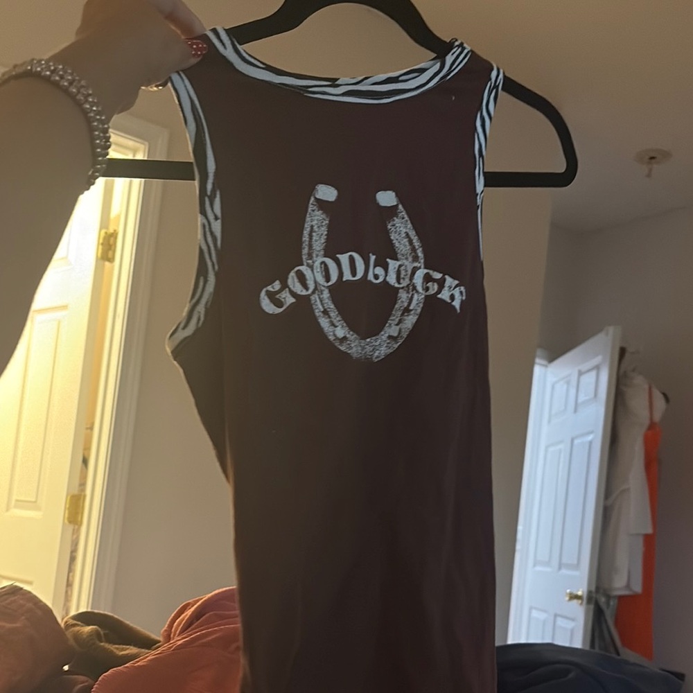SO Brown Top with Zebra Accents